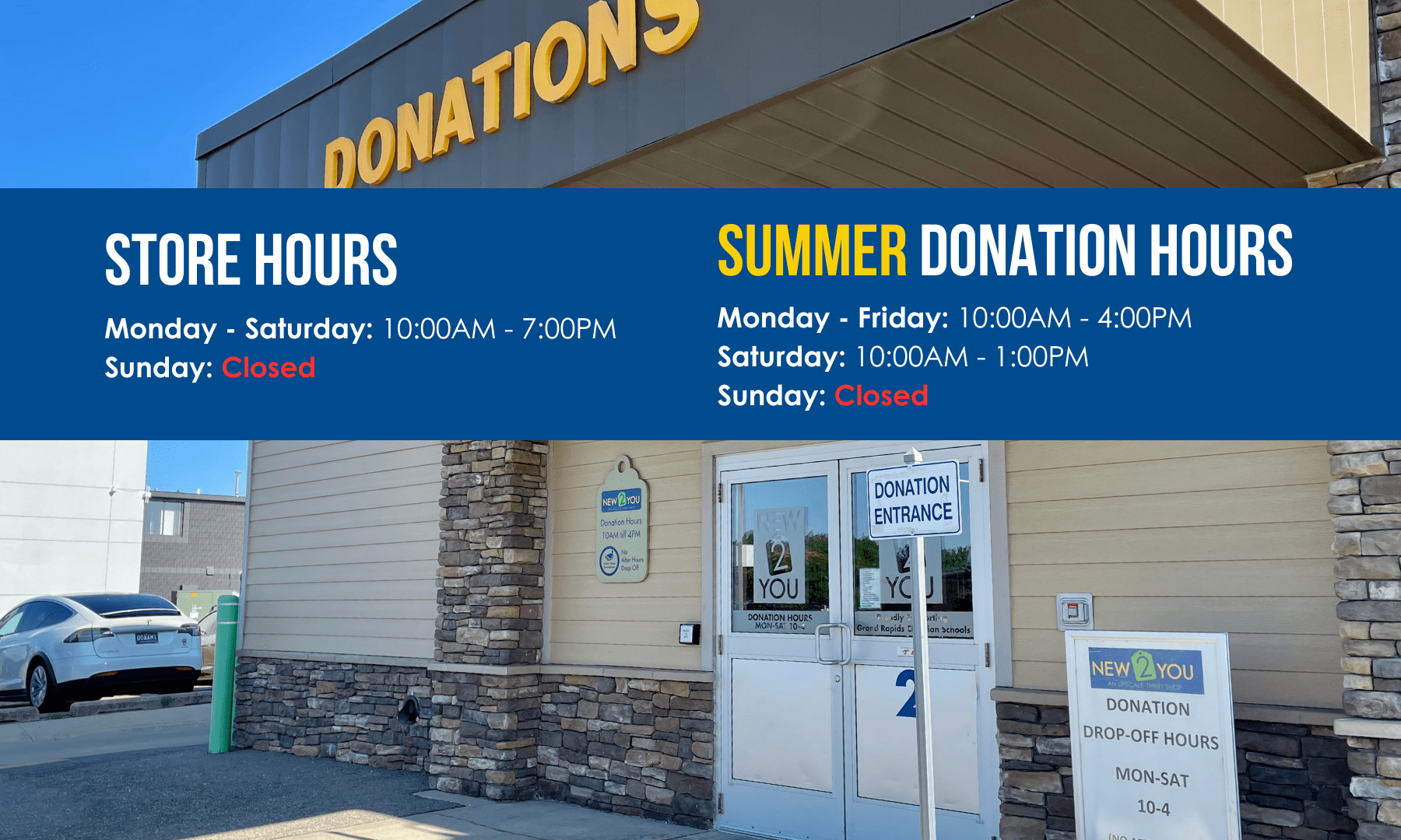 Store hours and donation hours at New 2 You in Grand Rapids