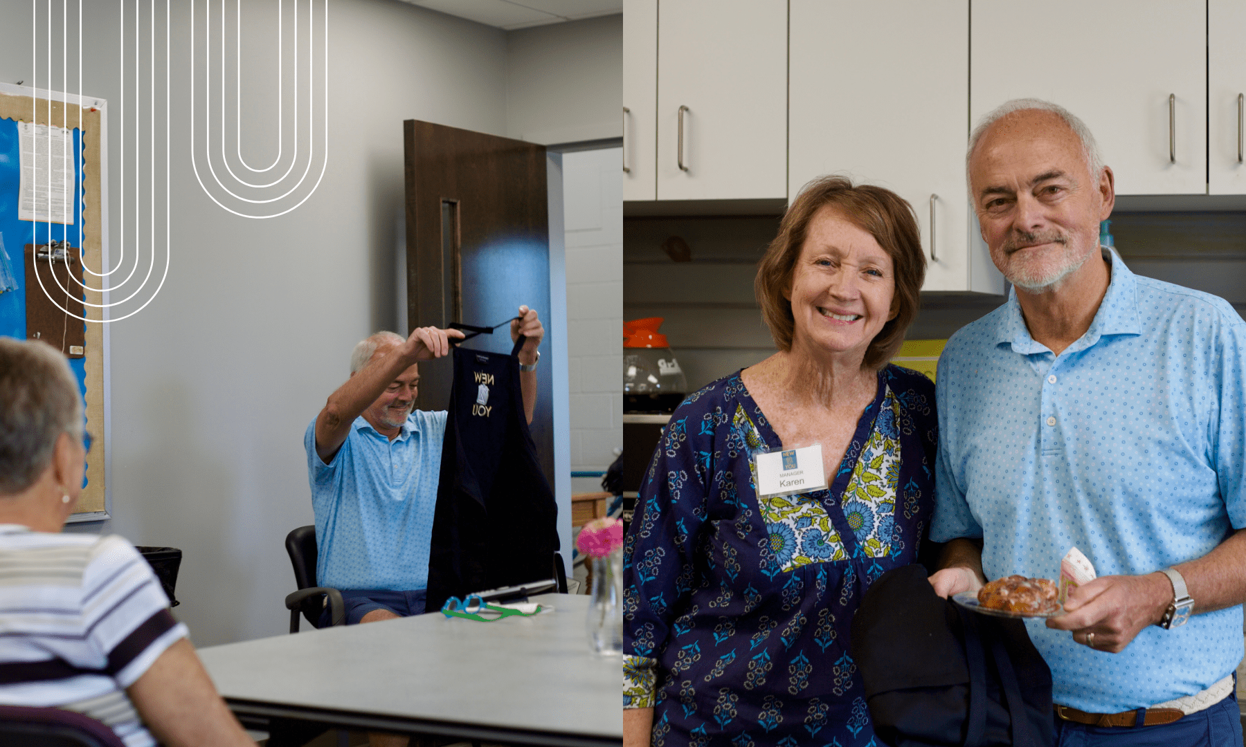 Tom DeJonge at New 2 You in Grand Rapids with volunteers and general manager Karen Witte