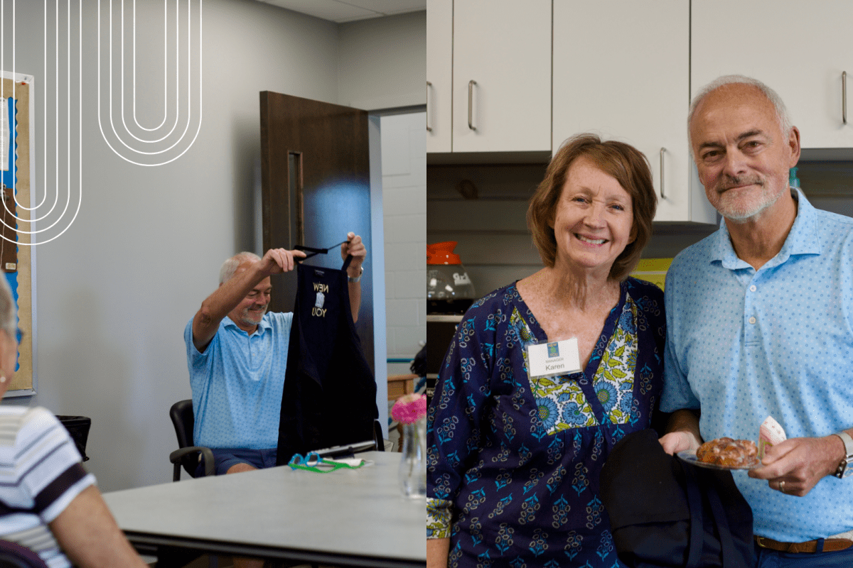 Tom DeJonge at New 2 You in Grand Rapids with volunteers and general manager Karen Witte