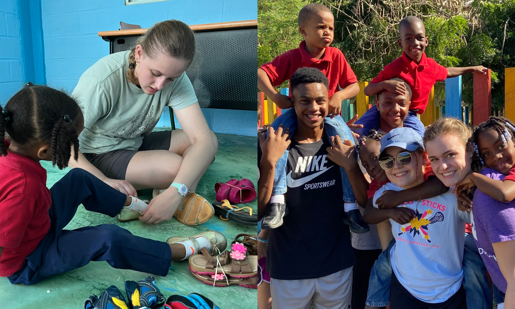 GRCHS students giving shoes to kids in the Dominican Republic