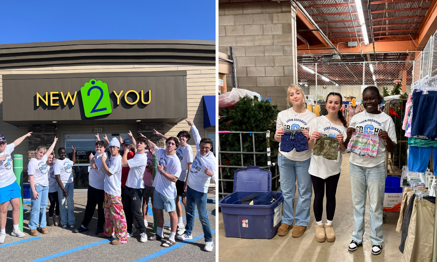 Seniors from Grand Rapids Christian High School help at New 2 You in Grand Rapids on Senior Service Day