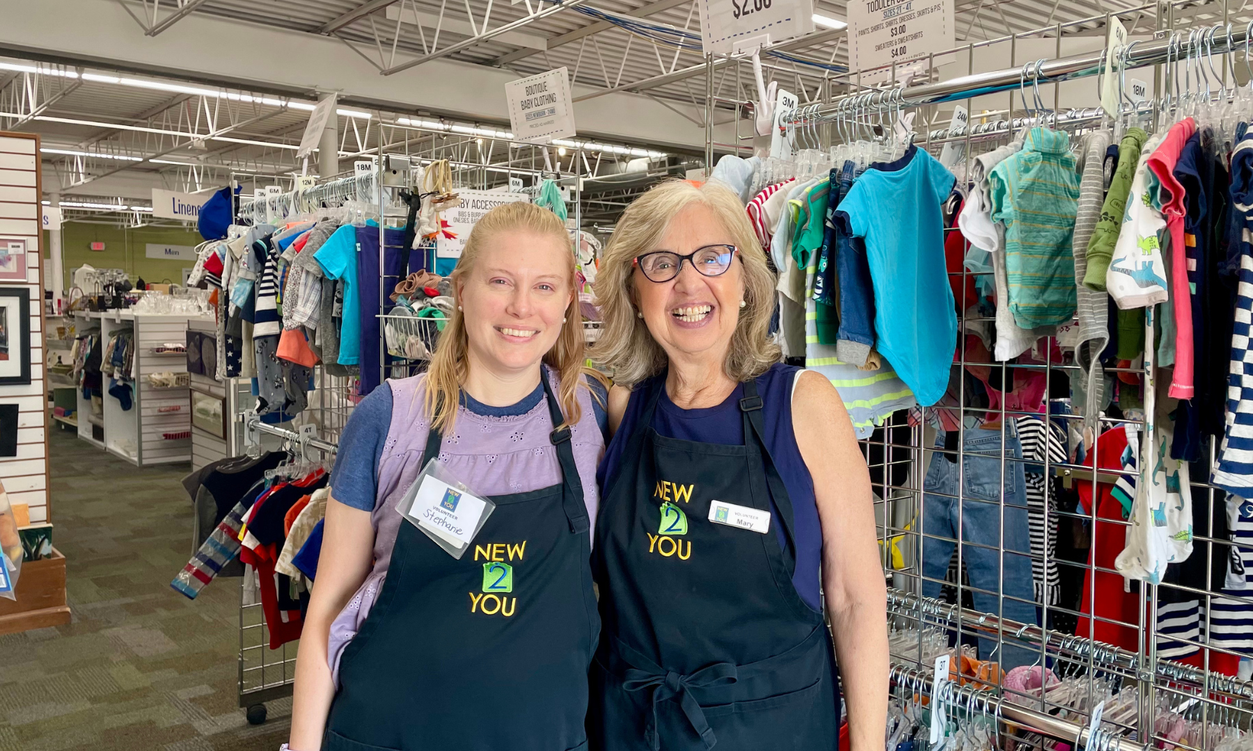Stephanie and Mary, two volunteers at New 2 You in Grand Rapids