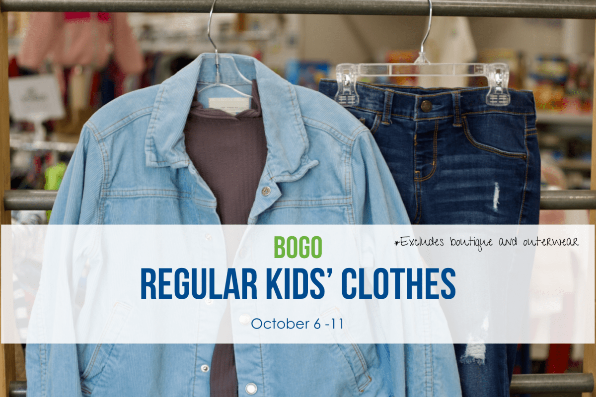 From October 6-11, regular kids' clothes are buy one, get one free!