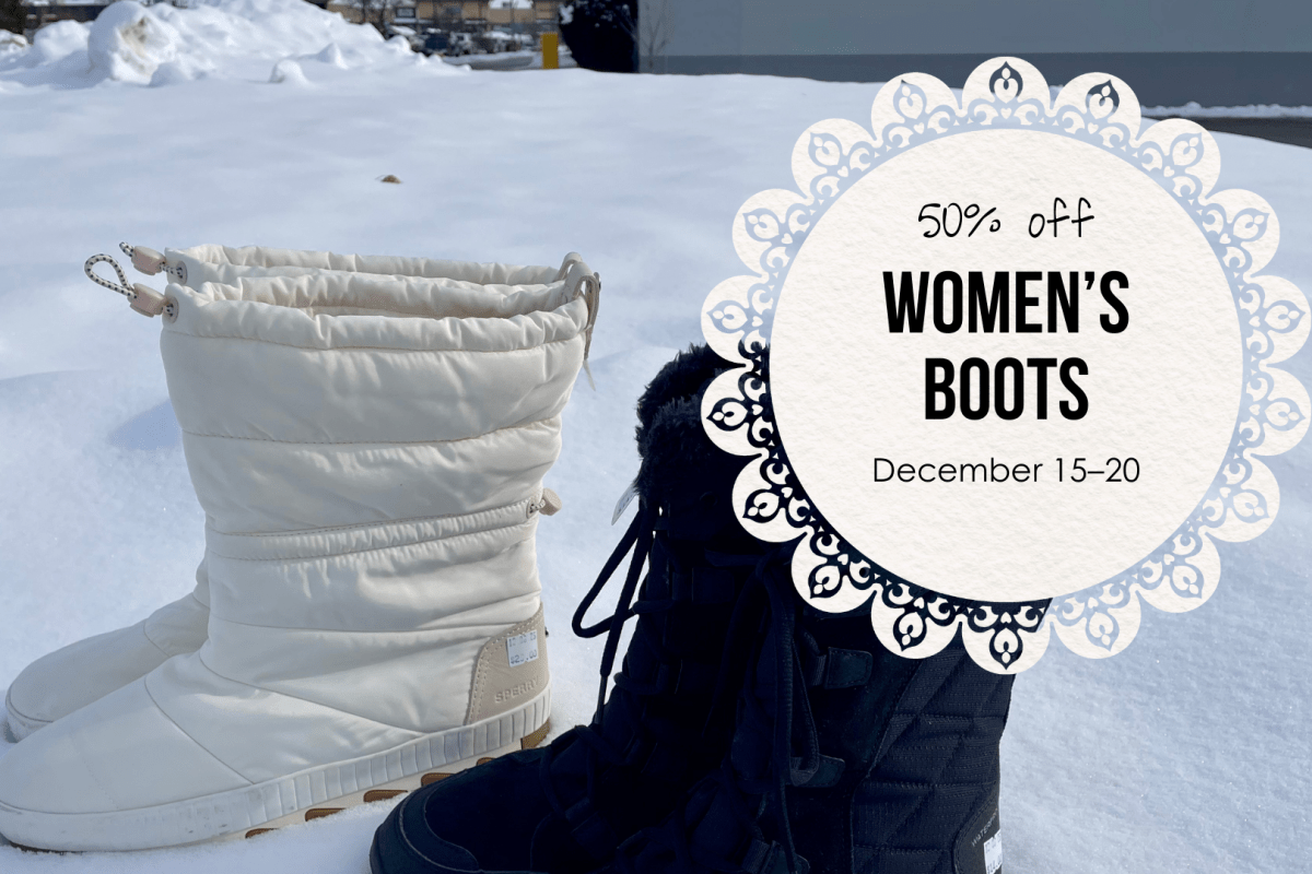 Women's boots are 50% off from December 15-20.