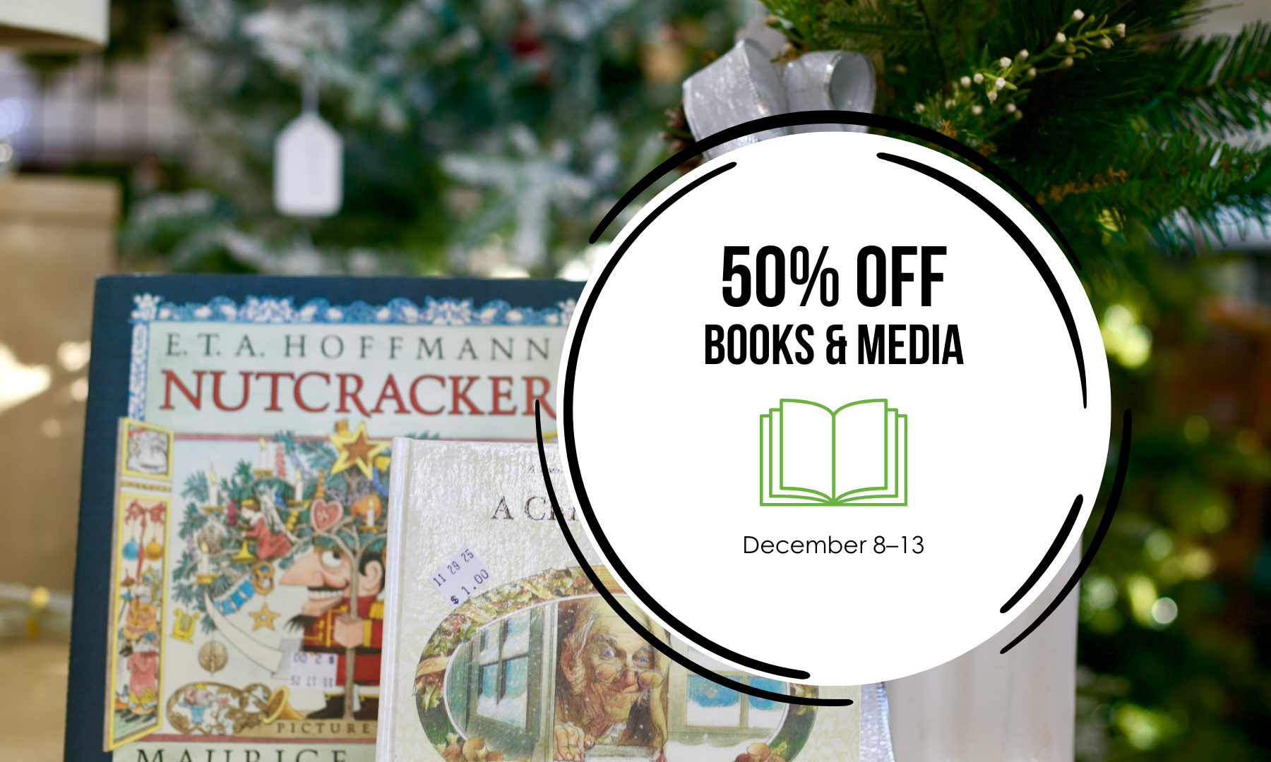 Books and media are 50% off at New 2 You from December 8-13