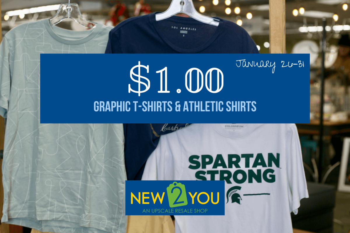 Graphic t-shirts and athletic shirts are $1.00 from January 26-31.