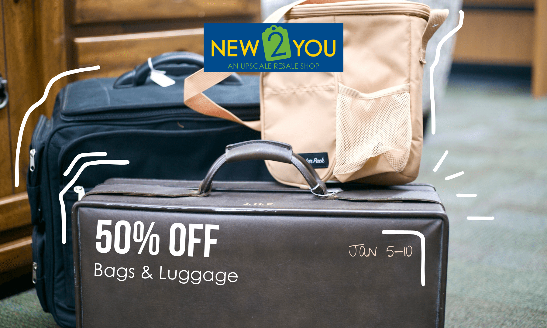Bags & luggage are 50% off from January 5-10