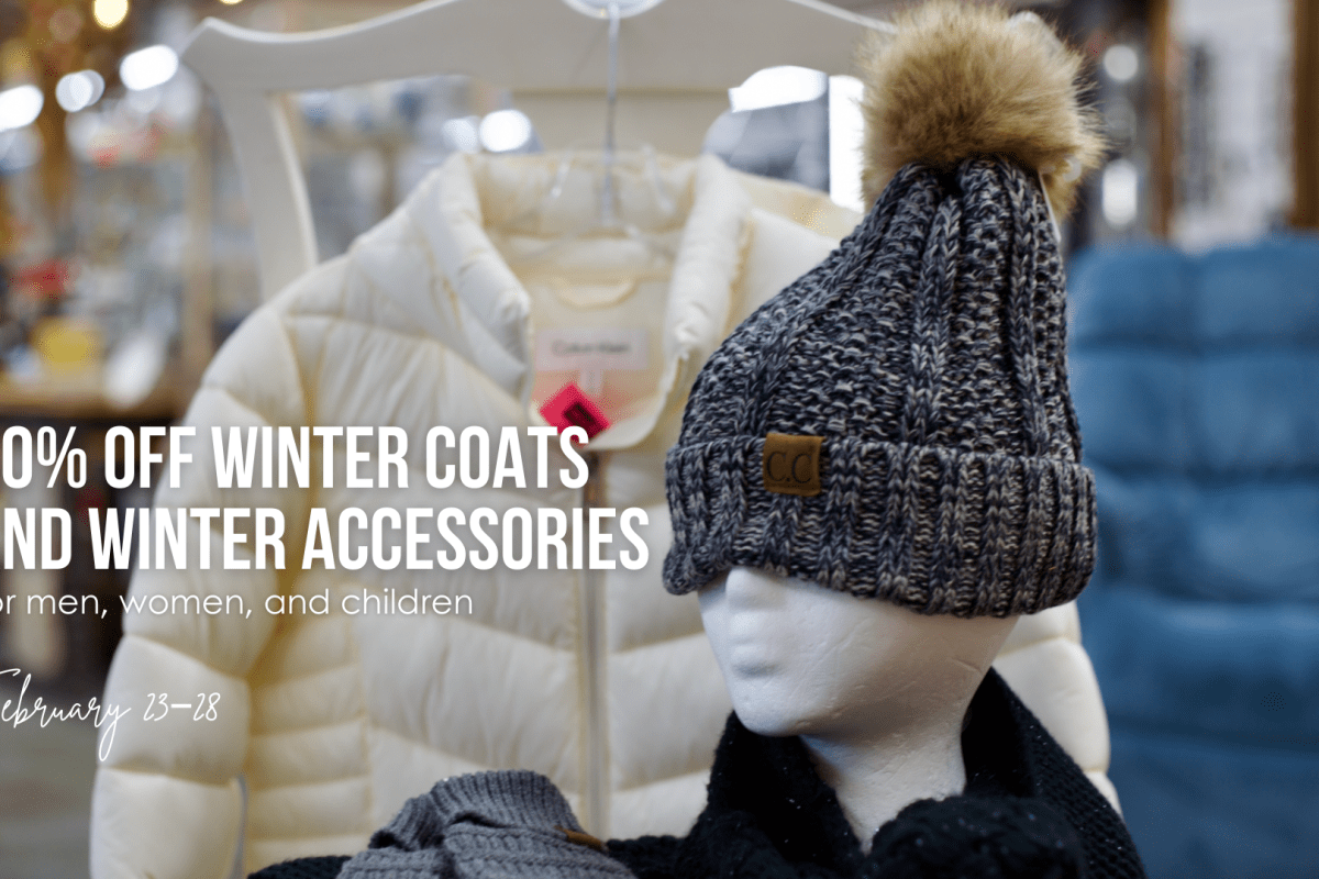 Winter coats and accessories are 50% off from February 23–28