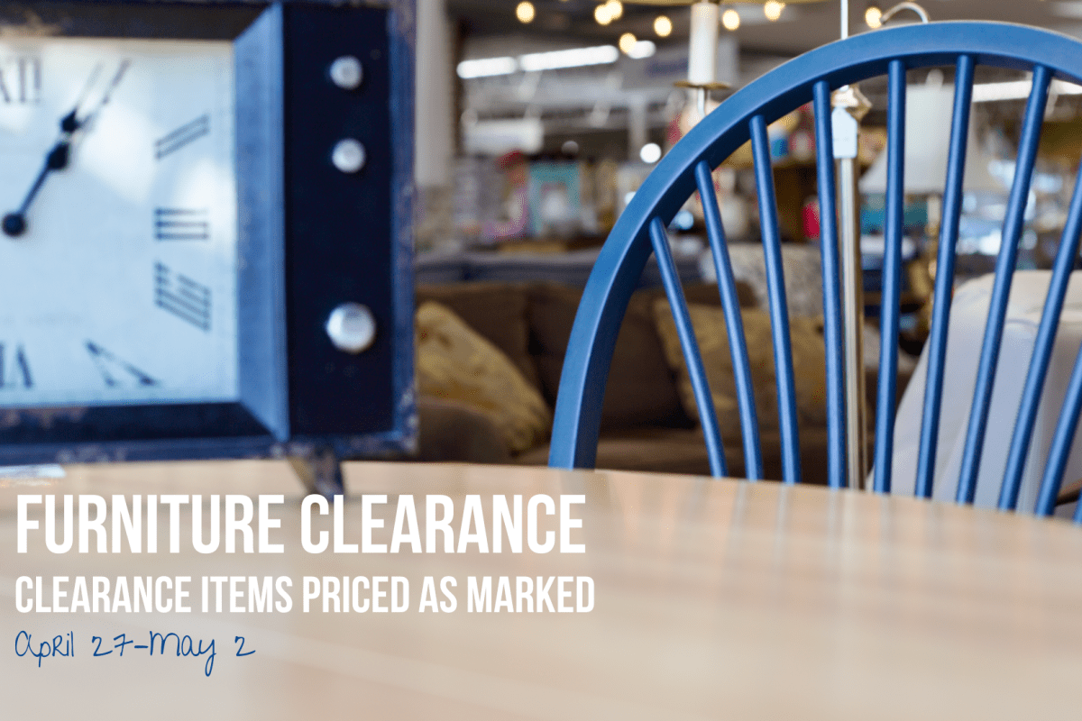 Furniture clearance at New 2 You from April 27–May 2