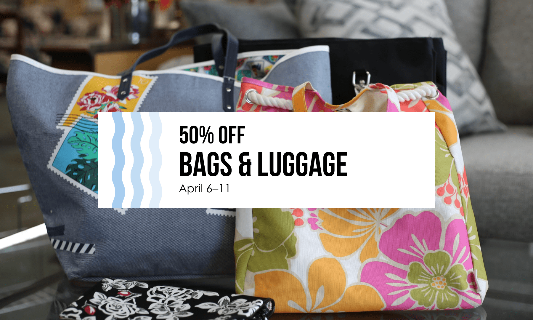 Bags & luggage are 50% off at New 2 You in Grand Rapids from April 6–11