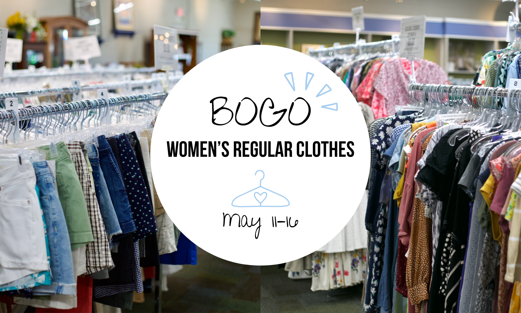 Women's regular clothes are BOGO from May 11–16