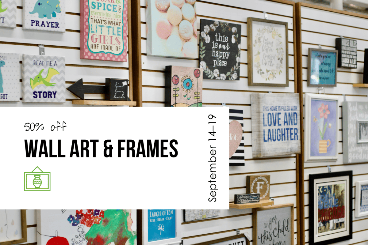 Wall art and frames are 50% off from September 21–26