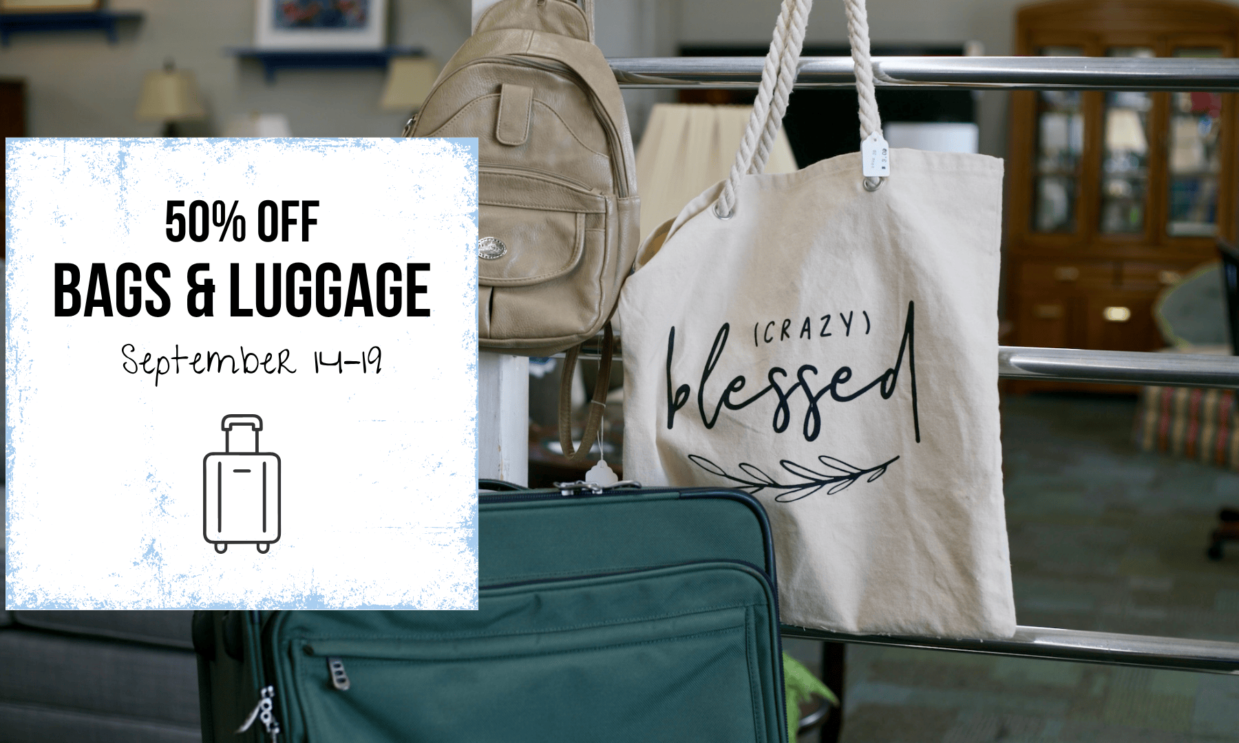 Bags and luggage are 50% off from September 14–19