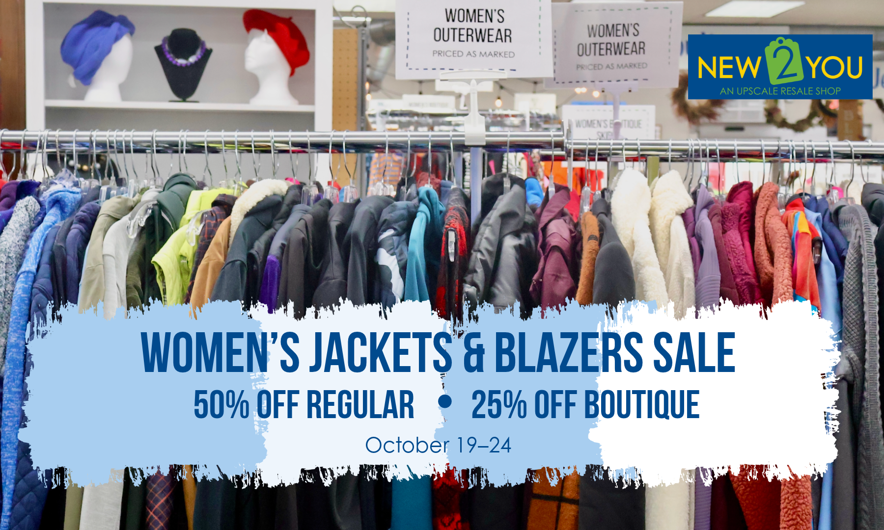 Women's jackets and blazers are on sale at New 2 You from October 19–24