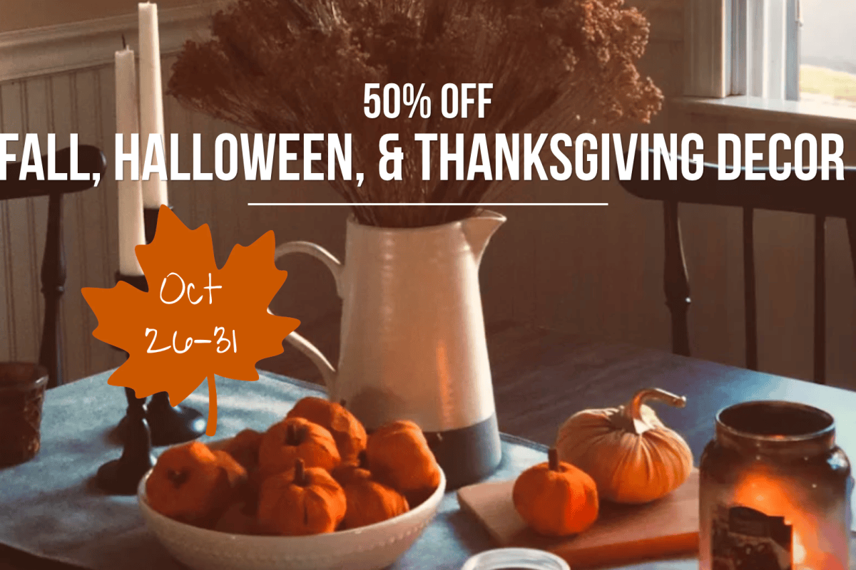 Fall, Halloween, and Thanksgiving decor is 50% off at New 2 You from October 26–31
